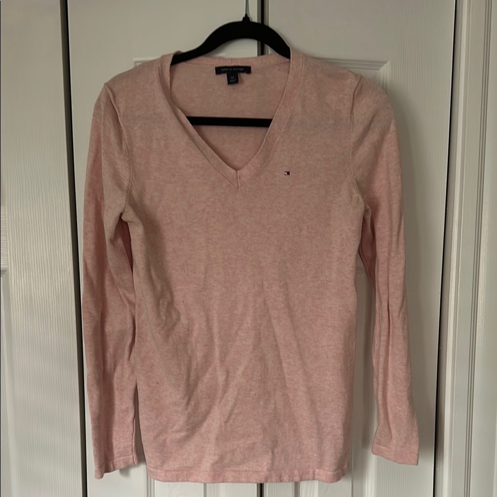 Tommy Hilfiger Pink Fitted Long Sleeve Tee